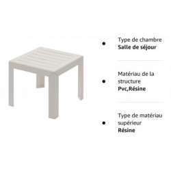 GROSFILLEX Miami Table,tables de jardin, Blanc, 40 x 40 cm