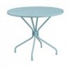 Table de patio ronde en acier bleu ciel Flash Furniture Grade