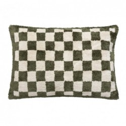 Coussin damier "Itha" Vert Kaki, 38x58 cm