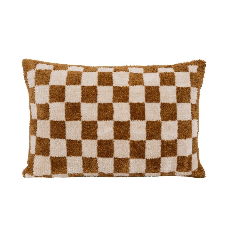 Coussin damier "Itha" Jaune ocre, 38x58 cm