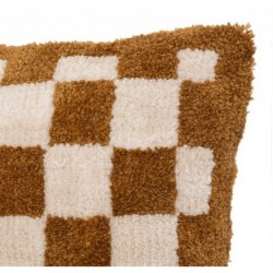 Coussin damier "Itha" Jaune ocre, 38x58 cm