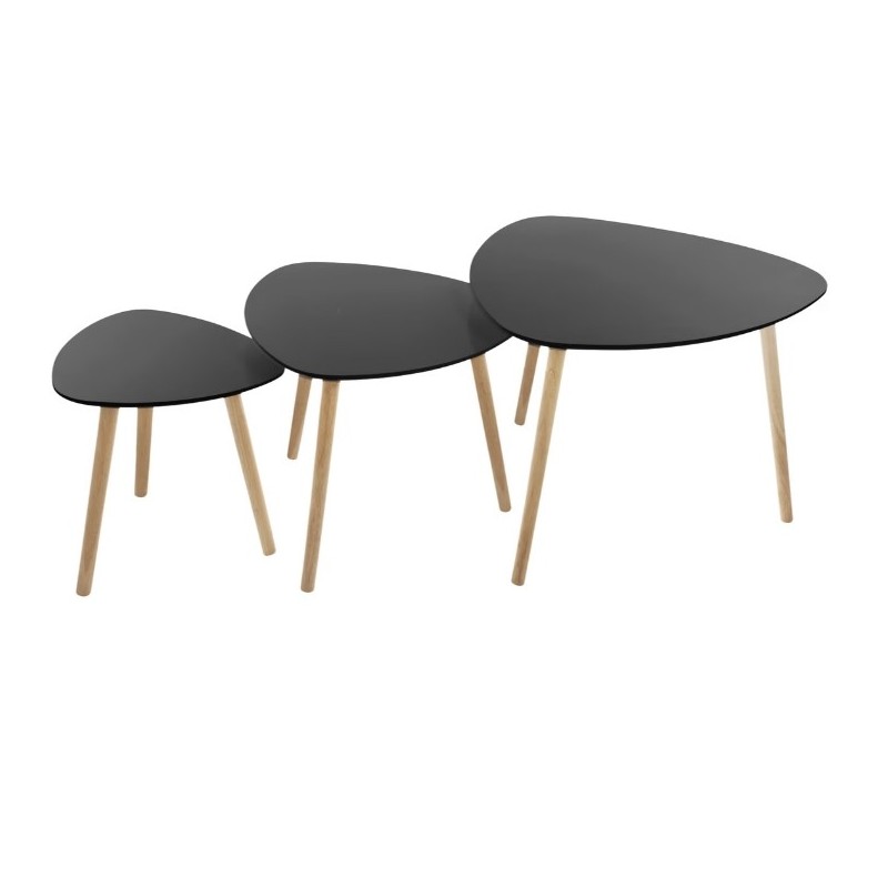 Tables gigognes "Mileo" Noir, L.34/46/60 cm