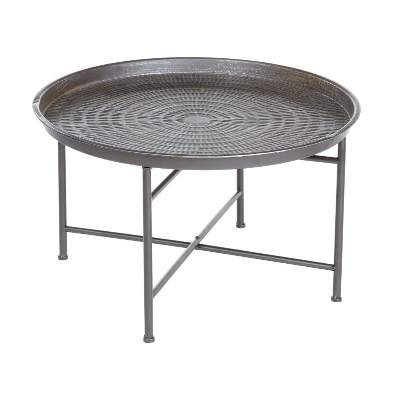 Table d'appoint ronde Métal, Gris, D.65 cm