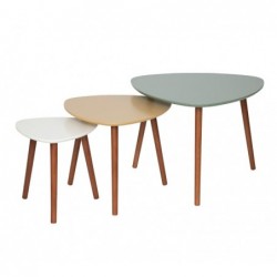 Tables gigognes "Mileo" Vert, Jaune ocre, Blanc, L.34/46/60 cm