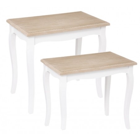 Tables gigognes "Chrysa"Pin, Blanc, L.48/60 cm