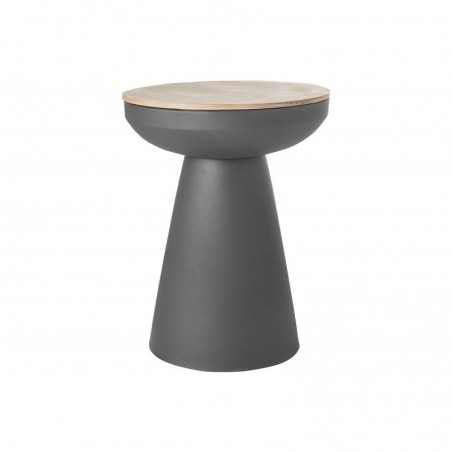 Table d'appoint ronde design avec rangement en métal gris H52 cm