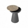 Table d'appoint ronde design avec rangement en métal gris H52 cm