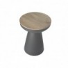 Table d'appoint ronde design avec rangement en métal gris H52 cm