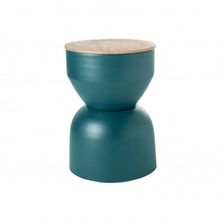 Table d'appoint ronde design avec rangement bleu canard