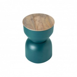 Table d'appoint ronde design avec rangement bleu canard