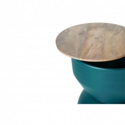 Table d'appoint ronde design avec rangement bleu canard