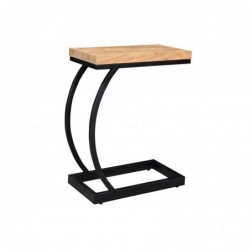 Table d'appoint design rectangulaire en bois massif et métal noir