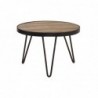 Table basse ronde industrielle bois manguier massif et métal noir D50 cm