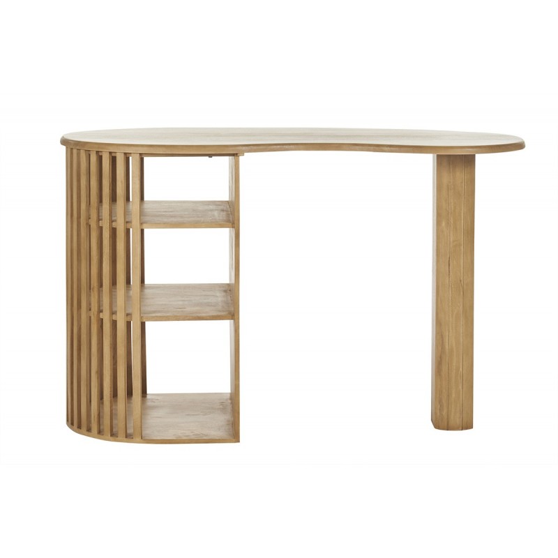 Ilot - table de bar avec rangements en bois manguier massif H90 cm