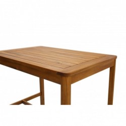 Table de bar de jardin rectangulaire en bois massif L120 cm