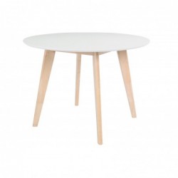 Table scandinave ronde blanc et bois D100 cm