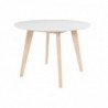 Table scandinave ronde blanc et bois D100 cm