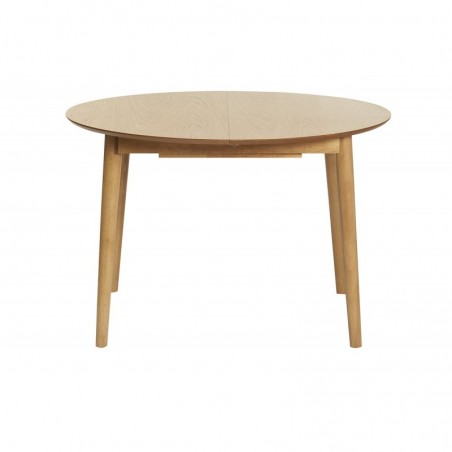 Table extensible rallonges intégrées ronde en bois clair chêne