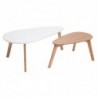 Tables basses gigognes scandinaves bois clair chêne et blanc (lot de 2)