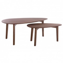 Tables basses gigognes scandinaves bois foncé noyer (lot de 2)