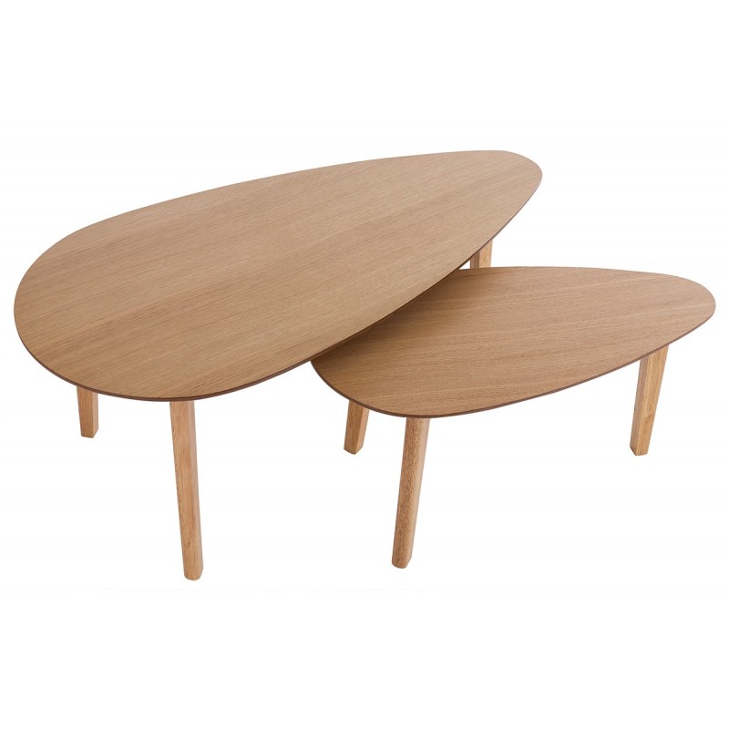 Tables basses gigognes scandinaves bois clair chêne (lot de 2)