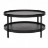 Table basse ronde design bois noir et métal noir D80 cm