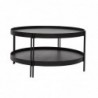 Table basse ronde design bois noir et métal noir D80 cm