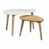 Tables basses gigognes marbre blanc et bois manguier massif (lot de 2)