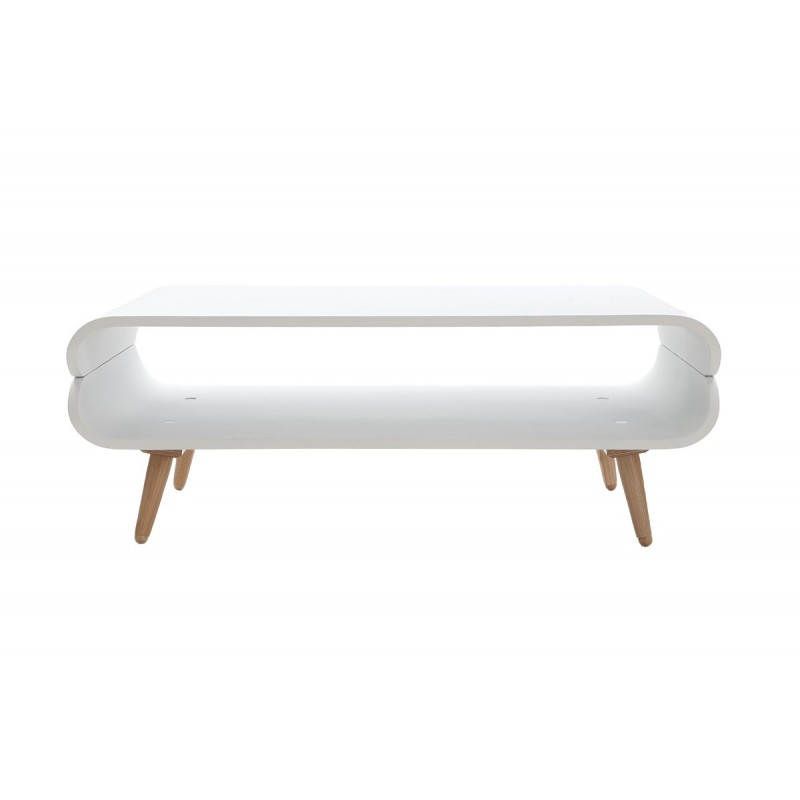 Table basse rectangulaire scandinave blanc et bois clair L118 cm