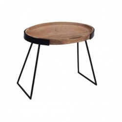 Tables basses gigognes bois massif et métal noir (lot de 2)