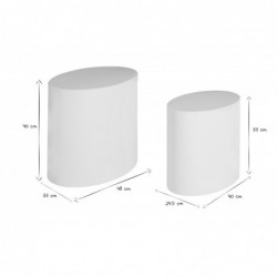 Tables basses gigognes ovales design finition blanc laqué brillant (lot de 2)