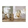 Abat-jour pour suspension double en lin beige et cannage rotin naturel