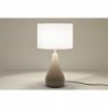 Lampe à poser taupe en céramique brillante et abat-jour en tissu plissé blanc