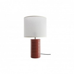 Lampe à poser en céramique émaillée terracotta et abat-jour écru H53 cm