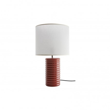 Lampe à poser en céramique émaillée terracotta et abat-jour écru H53 cm