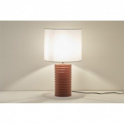 Lampe à poser en céramique émaillée terracotta et abat-jour écru H53 cm