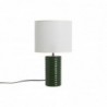 Lampe à poser en céramique émaillée vert foncé et abat-jour écru