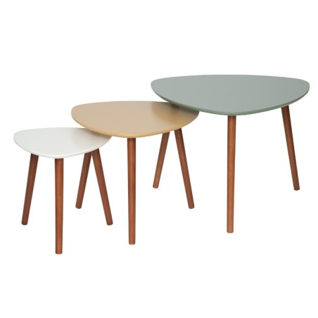 Tables gigognes "Mileo" Vert, Jaune ocre, Blanc