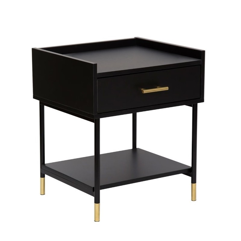 Table de chevet "Tedy" Noir, H.53 cm