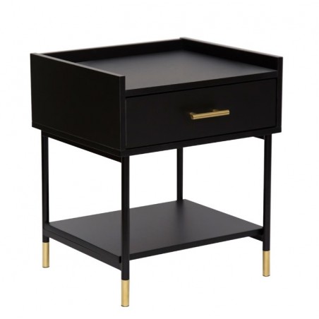 Table de chevet "Tedy" Noir, H.53 cm