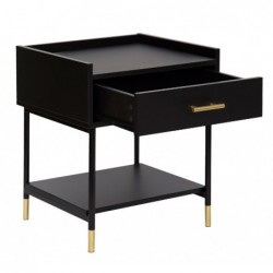 Table de chevet "Tedy" Noir, H.53 cm