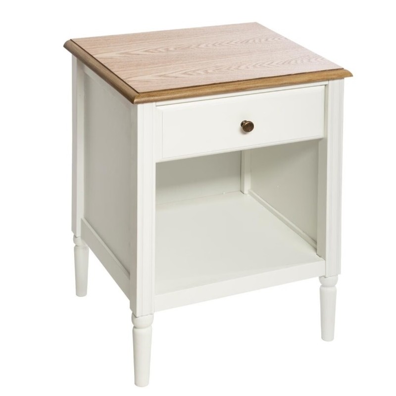 Table de chevet "Solen" Bois, Blanc, H.61 cm