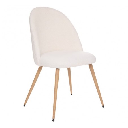 Chaise "Slano", pieds imitation hêtre Bouclette, Blanc