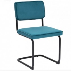 Chaise "Sersi", pieds acierVelours bleu canard