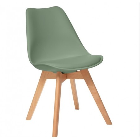 Chaise "Baya", pieds hêtre Vert kaki