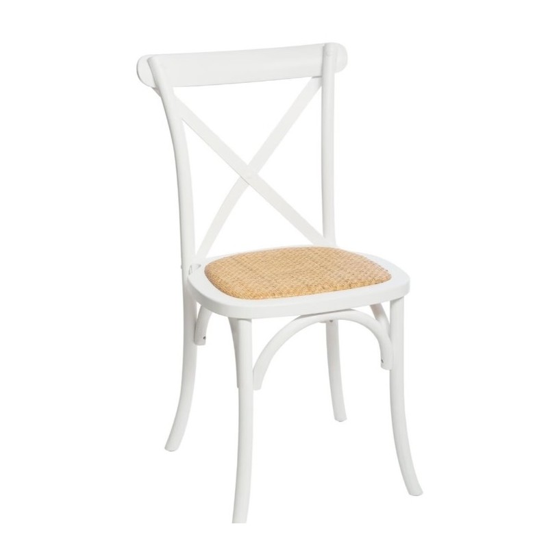 Chaise "Isak" Hêtre et cannage, Blanc