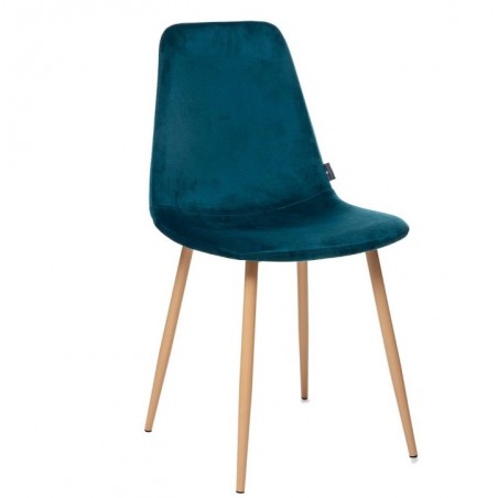 Chaise "Roka"Velours, Bleu canard