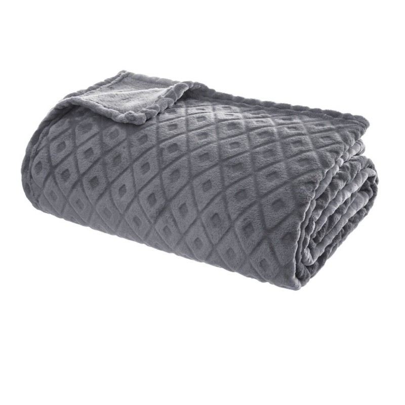 Plaid "3D Losange" flanelle Gris ardoise, 180x230 cm