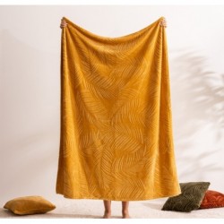 Plaid "Zoa" Flanelle, jaune ocre, 230x180 cm