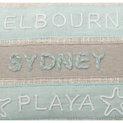 Coussin "Australie" Beige, Bleu, 30x50 cm